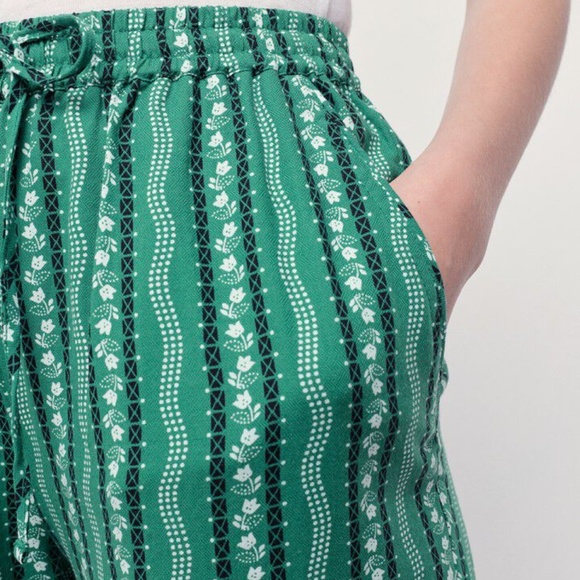 American Vintage therese green pattern straight leg pants size medium pre-owned - Picture 4 of 8